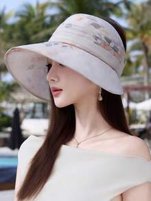 1 chiếc mũ nữ kiểu dáng mới năm 2025, màu trơn, họa tiết hoa lớn, chất liệu organza, kiểu dáng thanh lịch Anh Quốc, thích hợp cho kỳ nghỉ lễ hội. - MZ2636 - Xem 49
