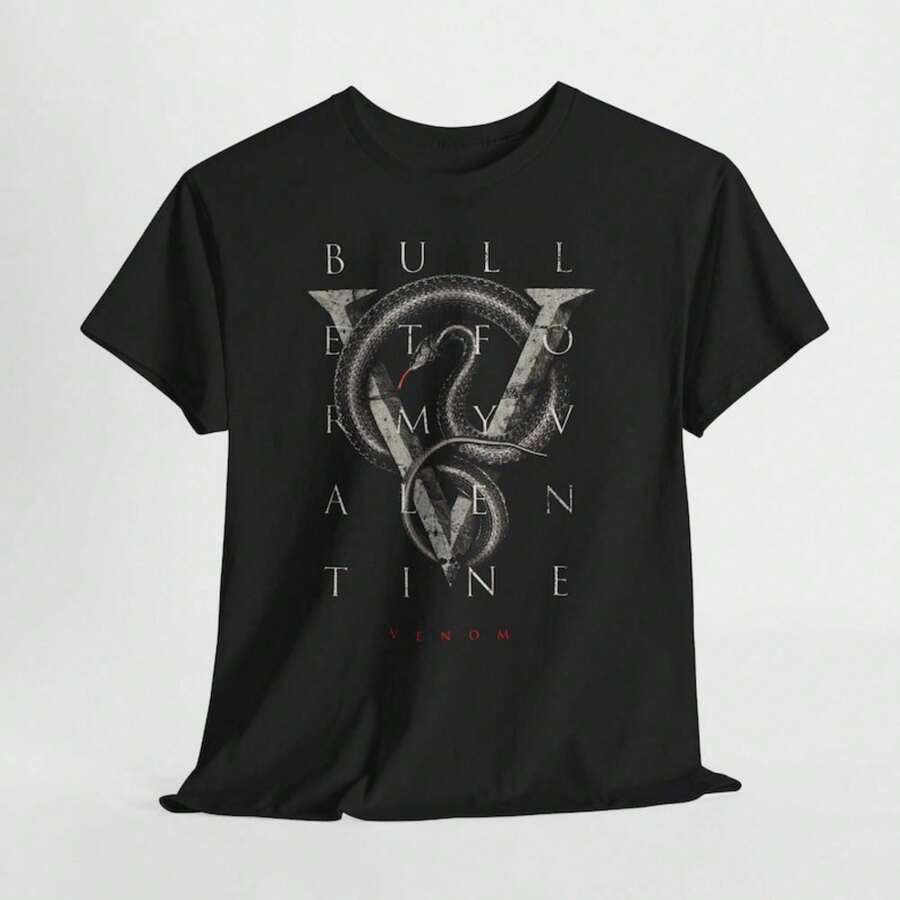 Bullet for My VaL1entine Snake Emblem Graphic T-Shirt R1OCk Band T1EEFor woman shirt-1 Camiseta 100% Algodón Unisex - Playera Casual Premium de Corte Cómodo - Negro - Ver 1