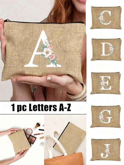 Túi đựng mỹ phẩm in hoa A-Z, họa tiết hoa xương rồng trắng và hồng với thiết kế chữ cái nghệ thuật. Túi đựng phong cách retro tối giản dễ thương này là món quà hoàn hảo cho các cô gái, cũng có thể dùng làm túi trang điểm, túi đựng vật dụng nhỏ, túi đựng đồ vệ sinh cá nhân, ví cầm tay, ví đựng tiền xu, túi đựng gấp gọn, túi mua sắm đơn giản, túi quà cho giáo viên, hoặc túi đựng đồ cho y tá/bác sĩ/giáo viên. Lý tưởng để sắp xếp mỹ phẩm cá nhân khi đi du lịch.
