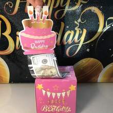 Scatola regalo per soldi per compleanno, scatola portasoldi estraibile, include adesivi fai-da-te e biglietto di auguri. Adatto a tutte le età, scatola regalo sorpresa per soldi, adatta a donne, ragazze, bambini e adulti (rosa) - Visualizzare 10