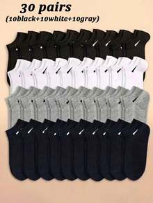 1/15/30 Pairs Men's Solid Color Boat Socks, Invisible Socks, Casual Breathable Socks, Suitable For Daily Wear, Office, Sports, Unisex, All Seasons - Multicolor - View 12