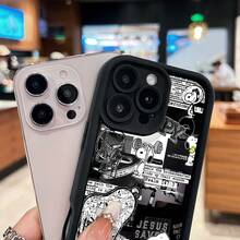 colagem de versículos bíblicos cristãos em preto e branco do SnoopyCapa para celular. Compatível com , Apple, VIVO, OPPO, , ,  e Honor. Feita de silicone TPU, oferece proteção contra impactos e quedas. - Negro - Ver 3