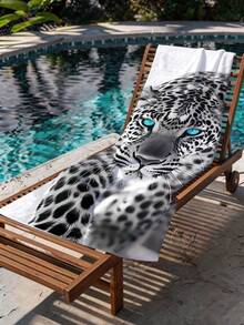 [Secado rápido y suave] Toalla de playa de microfibra portátil de verano absorbente | 70*140/90*180cm con bolsa de almacenamiento | Estampado de leopardo de las nieves de ojos azules | Adecuado para natación, decoración de baño, uso en la playa, camping, fitness, viajes - Multicolor - Ver 7