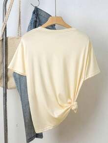 Camiseta de Cuello Redondo para Mujer con Estampado Gráfico de Salud Mental, Frases Inspiradoras y Citas Positivas 2026 - Albaricoque - Ver 2