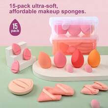 Makeup Blending Sponges Set, Multi-Shape Beauty Sponges, Pink And Coral (Orange) - quả cam - Xem 3