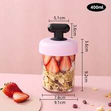 1pc Minimalist Overnight Oats Cup, Portable Sealed Takeaway Soy Milk, Yogurt, Smoothie, Cereal Cup With Lid And Spoon - Multicolor - View 6