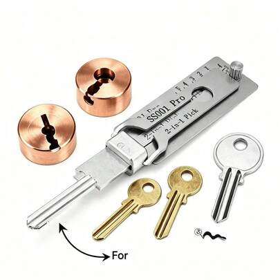 SS001PRO 锁匠用品二合一维修工具，适用于住宅锁、电子锁、Goli+S槽+民用锁系列开锁和读锁工具