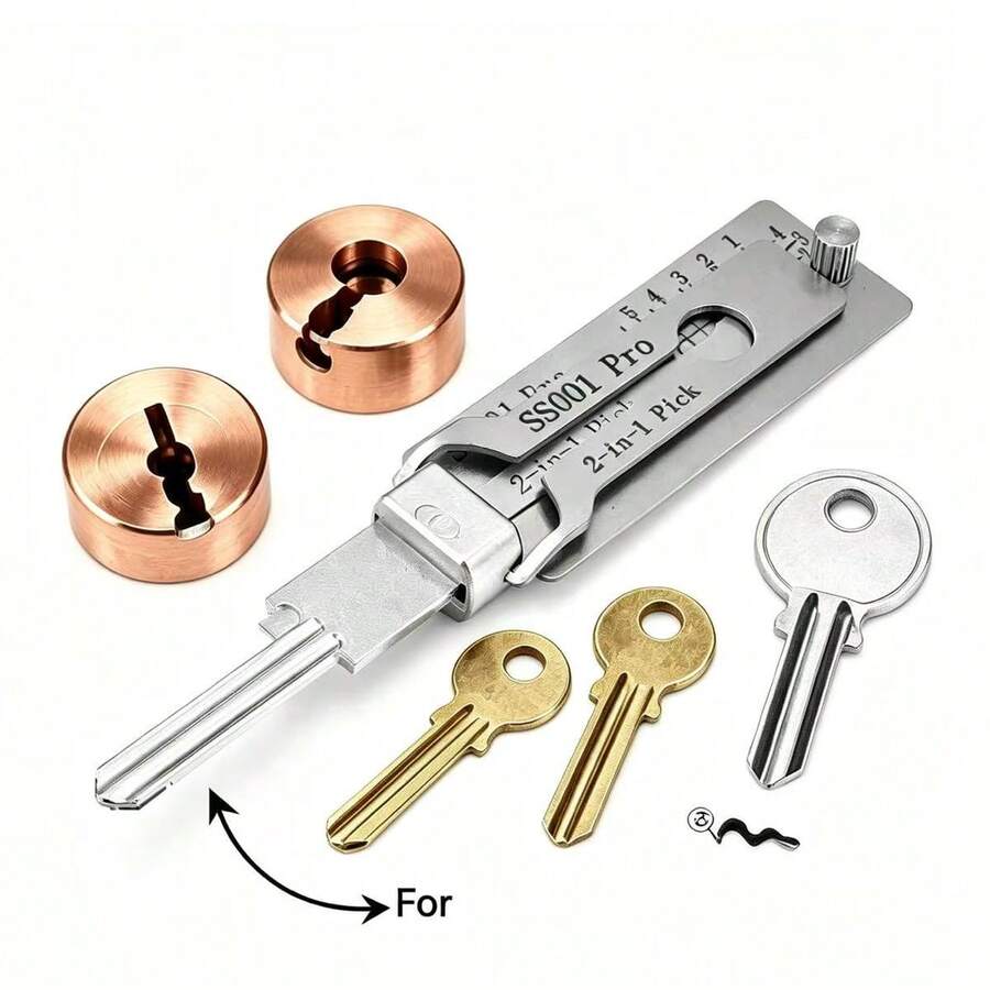 Dụng cụ sửa chữa 2 trong 1 SS001PRO dành cho khóa nhà ở, khóa điện, khóa Goli + S-Slot + khóa dân dụng. Dụng cụ mở và đọc khóa. - A - Xem 1