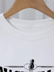 Camiseta de manga corta para mujer en negro y más opciones de color - Estampado vintage de música de Nashville con íconos de música country (guitarra, rosas, títulos de canciones) - Camiseta casual de corte holgado con cuello redondo para fans de la música country (Regalo con temática de Nashville) Y2k Camiseta Camisa De - Blanco - Ver 3