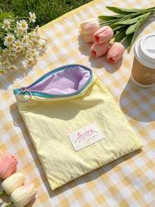 Minimalist Macaron Color Cute Cosmetic Bag, Large Capacity Portable Storage Pouch, Women's Makeup Jewelry Coin Purse, Multi-Purpose Travel Organizer - Multicolor - View 5