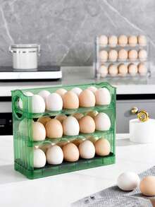 Refrigerator Egg Storage Box - Egg Holder Tray - Fridge Organizer Rack, Kitchen Egg Holder, Kitchen Storage Accessories - Washable Plastic Egg Dispenser, Space-Saving Egg Storage Rack, Ideal For Kitchen And Refrigerator Organization - Multicolor - View 3