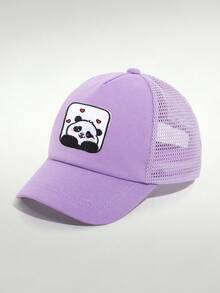 1件兒童版透氣網格棒球帽，可愛熊貓刺繡，中性夏季遮陽帽 - 貓熊 - 查看 14