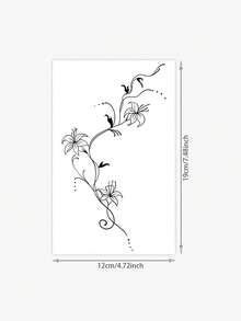 1 pieza Tatuaje temporal de estilo chino con diseño floral, resistente al agua y al sudor, para el brazo/espalda, apto para uso diario de las personas - Negro - Ver 6