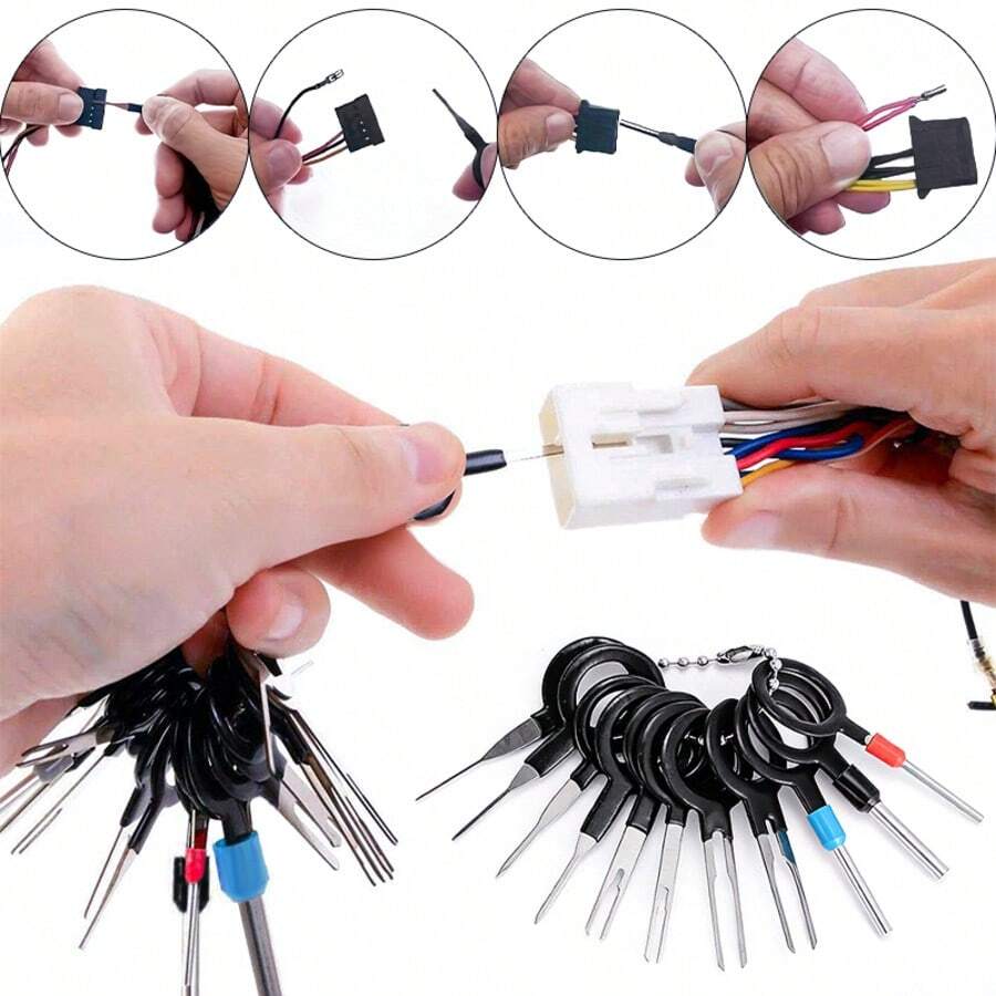 11pcs Car Wire Harness Terminal Removal Tool Kit, Electrical Connector Pin Extractor, Depinning Tool For Automotive Wiring