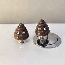 2 قطعة أداة مساعدة لزر المرحاض بتعبير براز إبداعي لطيف ومضحك - ملصق ديكوري للمرحاض - إصلاح الأظافر الطويلة - إكسسوار ديكوري للمرحاض - متعدد الألوان - مشاهدة 7