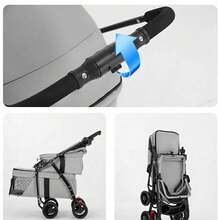 Double Pet Stroller Lightweight Foldable Dog & Cat Stroller - Gris - Ver 3