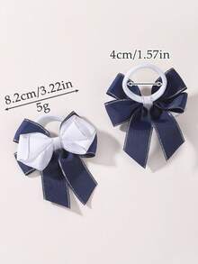 Set de 2 lazos de pelo estilo colegial azul marino, accesorios de pelo versátiles para niñas, bandas elásticas para moños - Multicolor - Ver 12