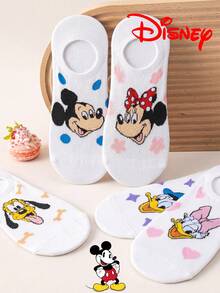 Disney 10/5/1 双迪士尼袜子，可爱米奇男士短袜，夏季隐形短袜，卡通趣味袜子，舒适透气时尚男士袜子，绝佳礼物，透气吸汗，休闲百搭，卡通图案船袜，适合学生，欧美成人尺码，可作礼物和日常穿着，米奇和他的朋友们 - 彩色 - 查看 8
