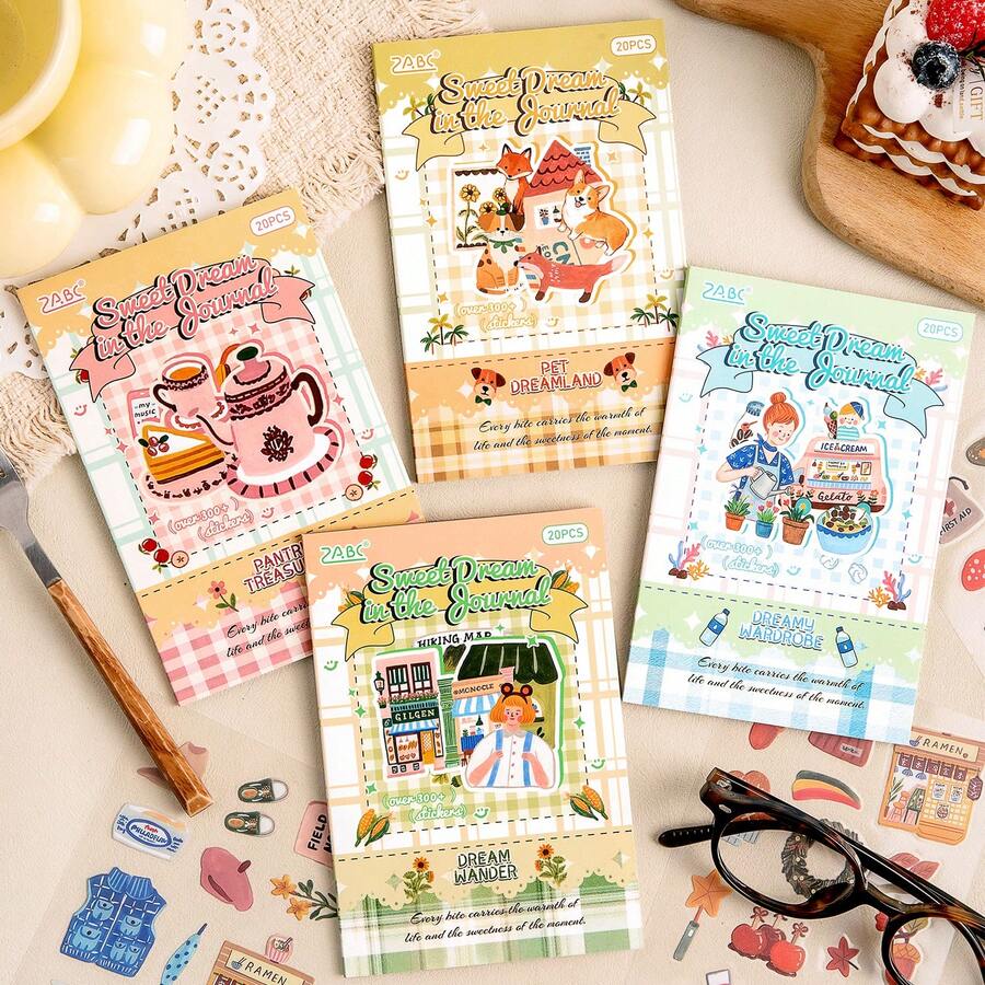 Bộ 20 sticker chủ đề Giấc Mơ Ngọt Ngào, sticker hình thức ăn và động vật dễ thương dùng để làm sổ lưu niệm, nhật ký và đồ thủ công DIY. - TMSZ - Xem 1