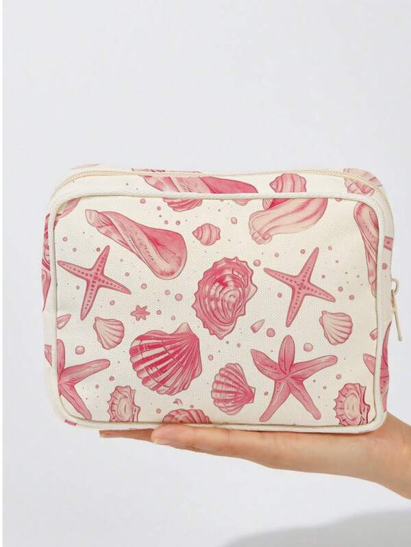 Brand New Seashell Pattern Multi-Functional Storage Bag - A Versatile Cosmetic Bag Ideal For Storing Toiletries And Travel Essentials