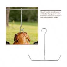 Heavy Duty Stainless Steel Turkey Roasting Rack Hook, Easy To Install, Suitable For Holiday Meal Preparation, Barbecue, Deep Frying, Outdoor Cooking Accessories - Light Grey - View 8