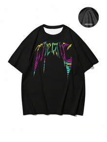 Men Streetwear T-Shirt, Lightweight Polyester Dark Gothic Horror Punk Graphic Tee, Urban Street Style Edgy Short Sleeve Top - Black - View 6