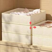 Organizador de ropa interior, caja de almacenamiento para sujetador, bragas, calcetines, cajas de almacenamiento, armario para dormitorio, organizador de ropa, cajón plegable, Separador Cas - 7 cuadrículas-beige - Ver 4