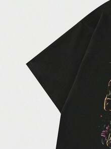 Conjunto de camiseta de manga corta y pantalones cortos con estampado de calavera para hombre, conjunto de vestir casual de verano - Negro 2 - Ver 9
