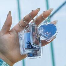 20pcs Rectangular Transparent Acrylic Photo Frame Keychains, DIY Craft Accessories For Custom Photo Making, Bag Charms, Party Favors And Daily Decor, Key Rings, Father's Day Gift - Multicolor - View 2