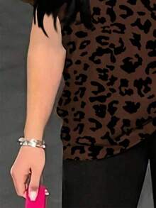 Nueva camiseta casual de mujer con cuello redondo y estampado de leopardo - Multicolor 6 - Ver 3