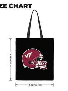Virginia Tech Hokies Football Canvas Tote Bag, Lightweight Durable Gift,Canvas Market Shopping Bag,Canvas Shopping Bag For Travel,Canvas Tote Bag For Shopping/Grocery - màu đen - Xem 5