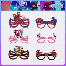12pcs Disney Marvel Spider-Man Pink Cute Cartoon Paper Glasses, Party Costume Accessories Mask Glasses, Birthday Gift Decoration - A - View 3