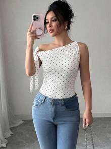 Camiseta de tirantes finos de unicolor elegante para mujer, para el verano - Blanco y Negro - Ver 3