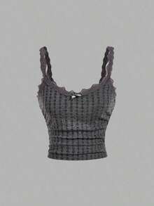Camiseta sin mangas casual de mujer con parches de encaje, para verano - Multicolor 13 - Ver 5