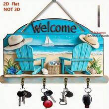 1pc 2D Flat Vintage Camping Style RV Keychain Hook - Wooden Multifunctional Decorative Key Holder, Wall Decor, Room Decor, All Season Home Decor, Halloween & Christmas Decoration - Multicolor - View 12