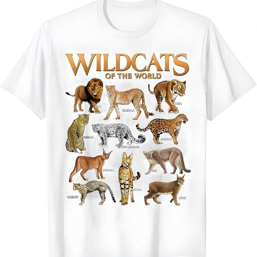 Gatos salvajes animales del mundo educativo amante de los animales salvajes camiseta - Blanco - Ver 1