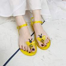 A Pair Of Round Toe New Jelly Sandals For Women, Non Slip Soft Bottom PVC Beach Sandals, Lemon Fruit - 西瓜 - 查看 6