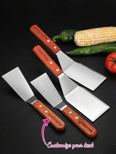 1 pieza Espátula personalizada de acero inoxidable, espátula para pastel, espátula para tiramisú, espátula para cocinar bistec, utensilio inclinado para pizza y yogur, apto para hierro fundido, sartén, parrilla, panqueque, hamburguesa