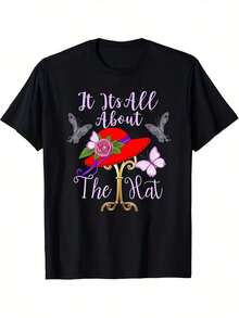 Popular Ladies Printed Crew Neck T-Shirt Casual Durable Everyday Wear Black Casual Crew Neck T-Shirt For Adults Four Seasons Comfortable Fit Ladies Casual T-Shirt Machine Washable Ideal For Spring And Summer Casual Wear - 黑色 - 查看 1
