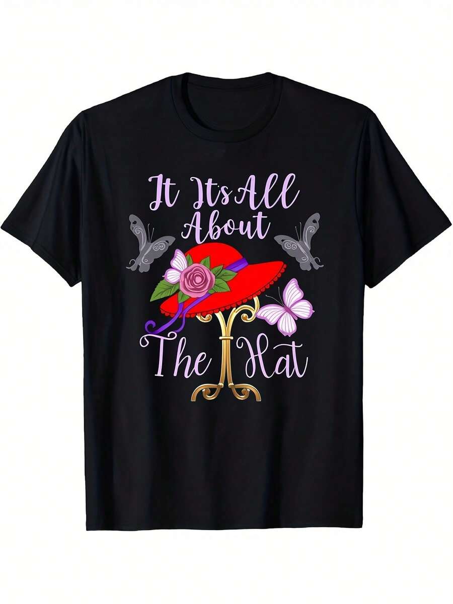 Popular Ladies Printed Crew Neck T-Shirt Casual Durable Everyday Wear Black Casual Crew Neck T-Shirt For Adults Four Seasons Comfortable Fit Ladies Casual T-Shirt Machine Washable Ideal For Spring And Summer Casual Wear - 黑色 - 查看 1