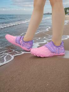 Sapatos Infantis/Sapatos de Vadear Infantis/Sapatos Esportivos de Praia Secos Rápidos para Meninas/Malha Respirável de Moda Listrada/Sapatos Leves de Sola Fina com para Meninas/Sapatos de Ioga para Meninas/Sapatos de Treinamento de Corda de Pular Interna para Meninas/Sapatos de Ciclismo Externos para Meninas - Rosa Bebê - Visão 3