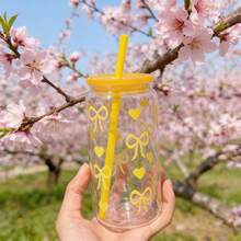 16oz Reusable Plastic Cup With Straw, Butterfly Print Design, Suitable For Iced Drinks, Juice, Coffee Etc. Perfect Gift For Friends And Family, Also Great For Car Or Office Use - Multicolor - View 3