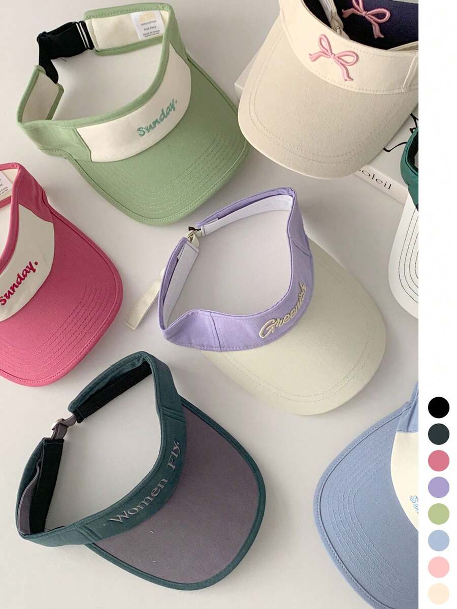Women's Sweet Bow Letter Embroidery Plaid Sun Hat, Adjustable Breathable Baseball Cap, Summer UV Protection, Suitable For Running, Beach And Outdoor Sports - 3D Bow - View 1