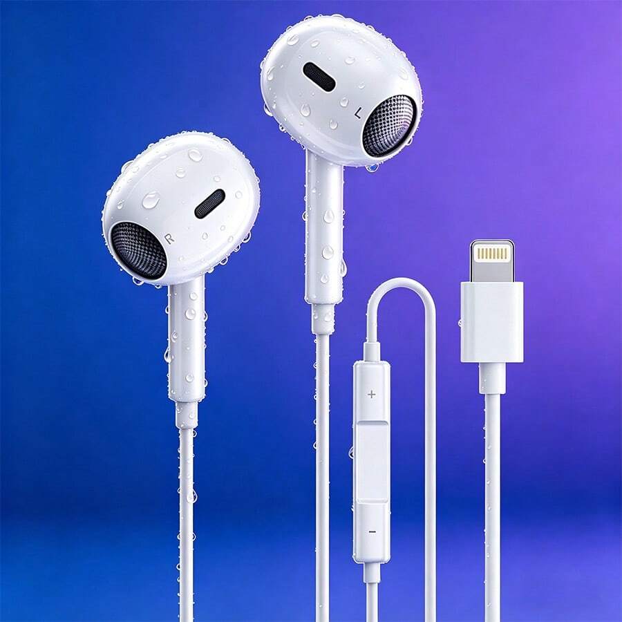 Wired Earphones With Built-In Microphone And Volume Control, Compatible With IPhone 14/13/12/11 Pro Max/Xs/Xr/X/7/8 Plus, Plug And Play Wired Earphones With Lightning Connector, Built-In Microphone And Remote Control, Suitable For IPhone 14/13/12/11/XR/XS/X/8/SE/Pro/Pro Max With All IOS Systems, Noise Cancelling In-Ear Headphones - View 1