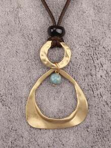 1 chiếc vòng cổ mặt dây chuyền kim loại phong cách biển Bohemian, vòng cổ choker họa tiết xoắn ốc bất đối xứng tối giản cổ điển, quà tặng du lịch biển dự tiệc, phụ kiện đôi hàng ngày, quà tặng ngày lễ. - dây sáp - Xem 14