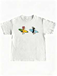 1pcsVintage 90s  Performance Boarding Shirt Outfit, Retro 90s  Surf Shirt, Unisex Crewneck Shirt For Men And Women180g-Men's Vintage Graphic T Shirt Casual Cotton Short Sleeve Funny Shirts - 白色 6 - 查看 13