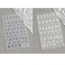 2入防水防油PET美甲貼紙與貼花，優雅木蘭3D美甲貼紙，自黏花瓣美甲貼紙，適用於婚禮美甲裝飾貼紙 - 彩色 - 查看 6