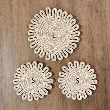 3pcs Heat-Resistant Woven Coasters, 7" And 9.4", Thickened Kitchen Trivets, Multi-Purpose Minimalist Nordic Table Mats, Absorbent Coasters, For Hot Pots And Pans, Table Protectors, Decorative Desk Accessories - 3 món màu be. - Xem 1
