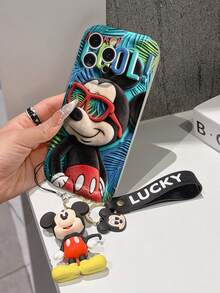 Disney Mickey Mouse Clubhouse Phone Case : 3D Fluffy Pattern Border Protector Phone Soft Phone Case With A Free Cute Mickey Bracelet Chain Lanyard, Mickey, Minnie, Goofy, Donald Duck, Daisy Duck, Pluto, For Apple 17 Promax 17 Pro 16 15 14 13 12 11 Pro Max XS Max X XR Soft Cover Summer Phone Case - trắng - Xem 4