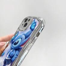 Disney Lilo & Stitch Phone Case, Cartoon Art Protective Cover. Compatible With IPhone 17, 16, 15, 14, 13, 12, 11 Pro Series, Featuring Stylish Stitch In Denim Jacket With Backpack Against A White Background With Blue Butterflies, Perfect For Animation Fans, Ideal For Birthdays, Holidays, Anniversaries, Graduation Gifts, Or Any Special Occasion To Surprise Family, Friends, Classmates, And Loved Ones. - 銀色 - 查看 6
